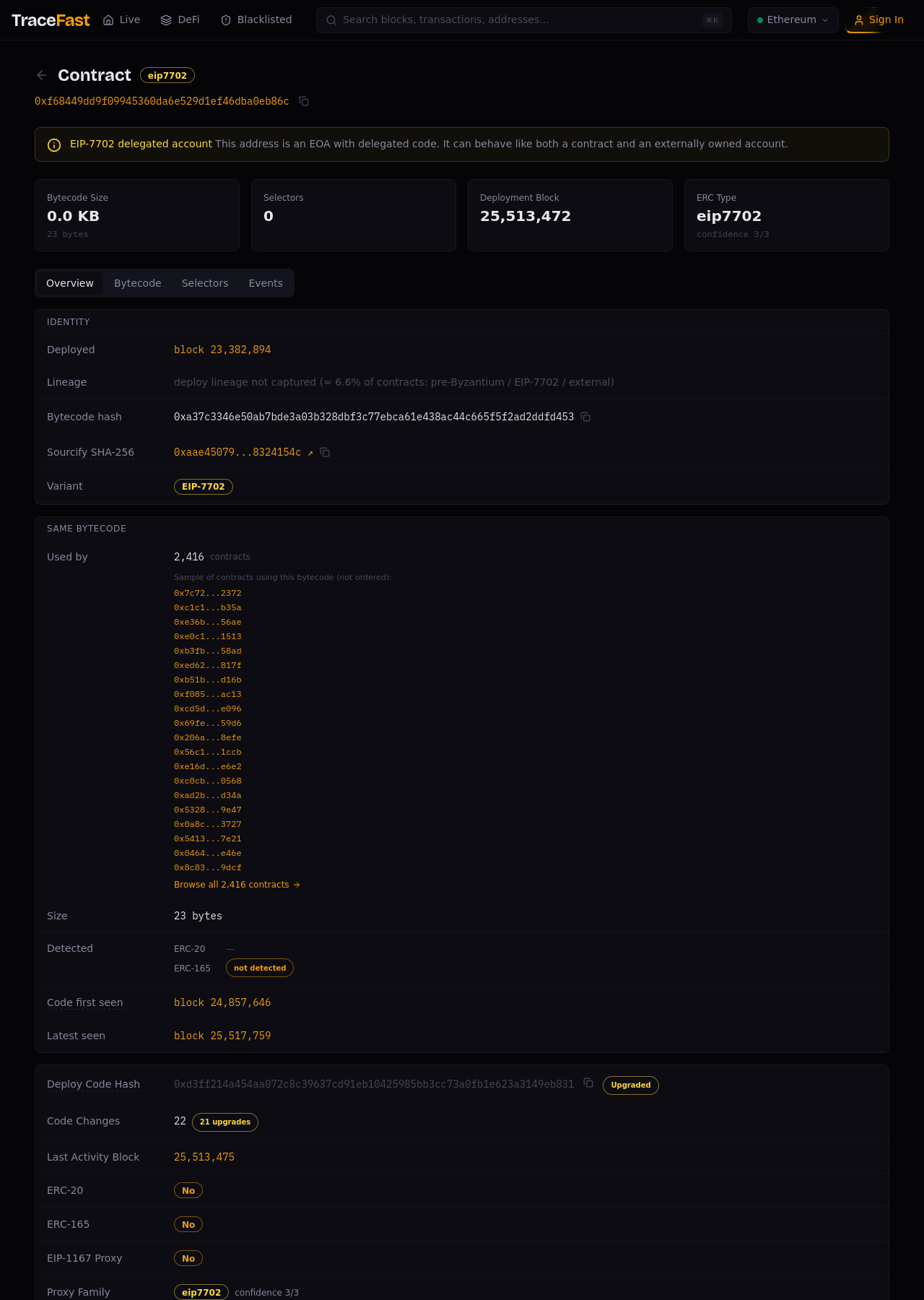 Contract page